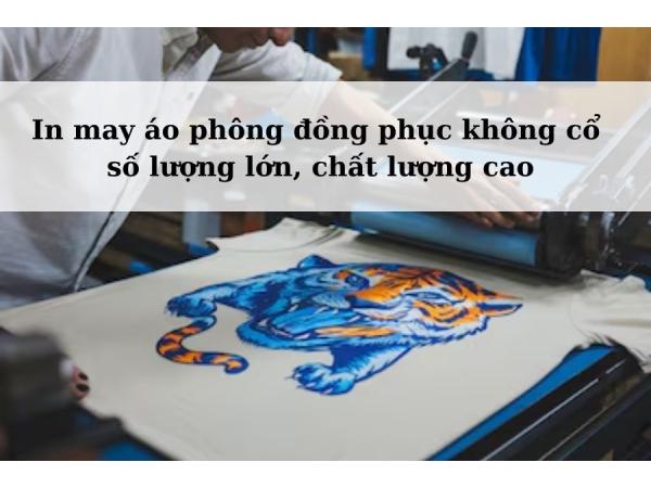 In may áo phông đồng phục không cổ số lượng lớn, chất lượng cao